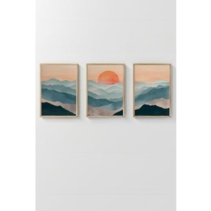 Set tablou decorativ Re-Bloom, 3 piese, lemn masiv/MDF, multicolor, 33 x 48 cm