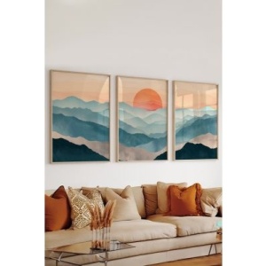 Set tablou decorativ Re-Bloom, 3 piese, lemn masiv/MDF, multicolor, 33 x 48 cm - Img 3