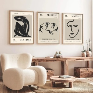 Set tablou decorativ Re-Bloom, 3 piese, MDF/lemn masiv, gri/negru, 30 x 40 cm - Img 2