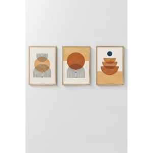 Set tablou decorativ Re-Bloom, 3 piese, MDF/lemn masiv, multicolor, 33 x 48 cm