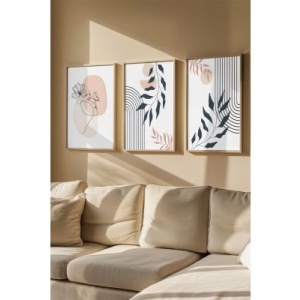 Set tablou decorativ Re-Bloom, 3 piese, MDF/lemn masiv, multicolor, 33 x 48 cm - Img 1