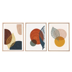 Set tablou decorativ Re-Bloom, 3 piese, MDF/lemn masiv, multicolor, 50 x 70 cm