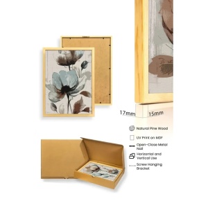 Set tablouri decorative Re-Bloom, model floral, MDF/lemn masiv, multicolor, 50 x 70 cm - Img 2