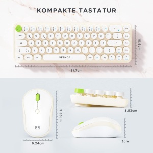 Set tastatura si mouse Wireless Seenda, plastic, alb/verde