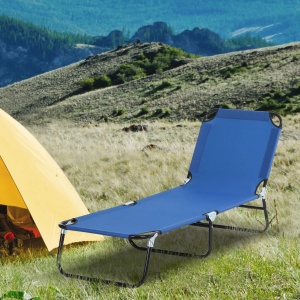 Sezlong de gradina cu spatar reglabil in 5 pozitii, otel/tesatura Oxford, 188x56x28 cm pliat 70x57x13 cm, inaltime spatar 28-84 cm, capacitate 120kg, albastru - Verificat A · Re-Bloom - Img 2