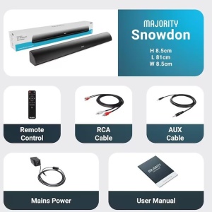 Soundbar cu Subwoofer integrat, Majority, Snowdon, 2.1, Bluetooth, PC, Wireless, AUX, 120 W, negru, Resigilat, Grad A - Img 4