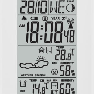 Statie meteo interior-exterior ECG MS 100 White, senzor extern fara fir, LCD, ceas, alarma - Img 1