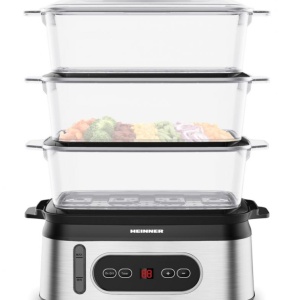 Steamer Heinner OneSteam HSA-D950SS, Putere 800-950W, Display LED, Capacitate 9L, Rezervor apa 1.5L, Temporizator 60 min, Negru/Argintiu - Img 1