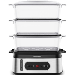 Steamer Heinner OneSteam HSA-D950SS, Putere 800-950W, Display LED, Capacitate 9L, Rezervor apa 1.5L, Temporizator 60 min, Negru/Argintiu - Img 2