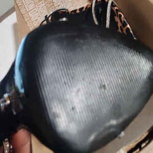 Steve Madden, Sandale stiletto cu strasuri si model animal print, Maro inchis, Maro deschis, Argintiu, 36, Resigilat, Grad B - Img 3