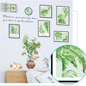 Stickere de perete HautStore, PVC, alb/verde/negru, 85 x 100 cm - Img 4
