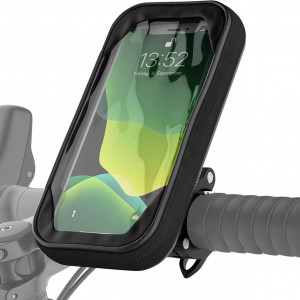 Suport de telefon pentru bicicleta VELMIA, poliester/plastic, negru, 8 x 17 cm - Img 1