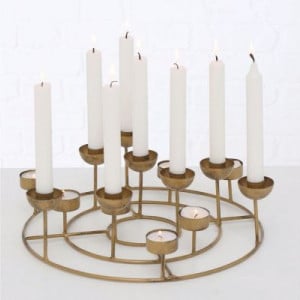 Suport decorativ pentru lumanari Julius BOLTZE, metal, auriu, 38 x 10 cm 