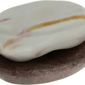 Suport decorativ pentru sapun Ajuny, piatra naturala, brun, 12,7 cm - Img 3