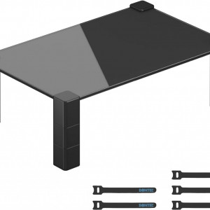 Suport pentru monitor BONTEC, sticla, negru, 38 x 24 cm - Img 1