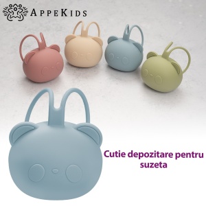 Suport pentru suzeta din silicon, AppeKids, The Little Bear - Aqua Blue - Img 4