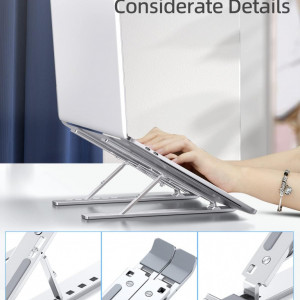 Suport reglabil pentru laptop MickCarl, metal, argintiu, 10-15,6 inchi - Img 7