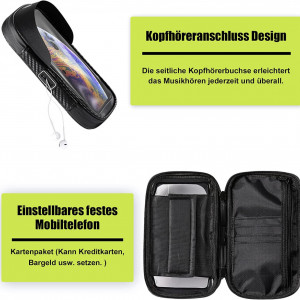 Suport telefon cu geanta de depozitare pentru bicicleta Seacool, TPR, negru, 18,5 x 11,5 cm - Img 5