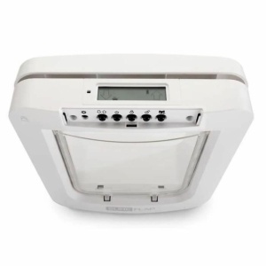 SureFlap portita pisici/caini, plastic, control microcip, blocare siguranta, 4 baterii, alb - Verificat A · Re-Bloom