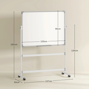 Tabla alba magnetica cu 2 fete si 4 roti Re-Bloom, tabla zincata/aluminiu/otel, 120x90x1.8 cm, accesorii incluse, alb - Verificat A · Re-Bloom - Img 4