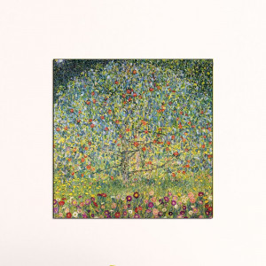 Tablou „Apple Tree”, panza, verde/galben/violet, 50 x 50 x 1,8 cm