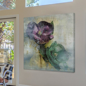 Tablou „Minunile primăverii”, verde/gri/violet, 66 x 66 cm - Img 1