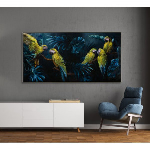 Tablou „Papagali în junglă”, panza, 72,5 x 142,5 x 4,5 cm - Img 3