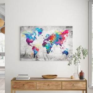 Tablou „World Map”, multicolor, 60 x 90 cm - Img 3