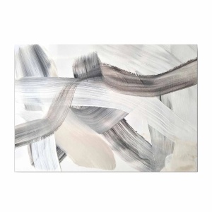 Tablou canvas Re-Bloom, lemn masiv/panza, bej/alb/negru, 70 x 100 cm