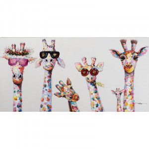 Tablou 'Curious Giraffes Family', 70cm H x 140cm W x 4cm D - Img 1