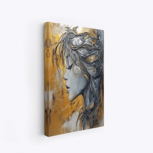 Tablou decorativ canvas 50x70 cm, panza/lemn, auriu/gri - Verificat A · Re-Bloom