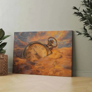 Tablou decorativ model ceas canvas 70x100 cm, panza/lemn, auriu/gri - Verificat A · Re-Bloom - Img 3