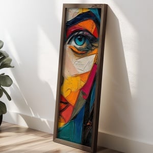 Tablou decorativ model fata MDF/lemn masiv 40x120x3.5 cm, format vertical, design artistic modern, multicolor - Verificat A · Re-Bloom - Img 4