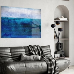 Tablou decorativ pe sticla securizata, 70x110 cm, imprimare UV, margini lucioase, albastru/gri - Verificat A · Re-Bloom - Img 3
