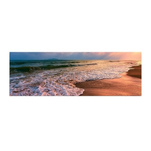Tablou decorativ Re-Bloom, LED, lemn/panza, albastru/maro, 30 x 90 cm