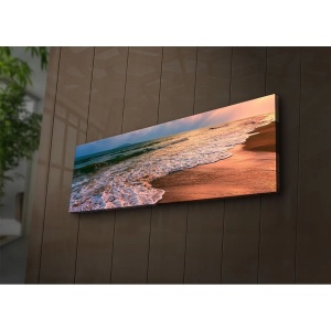 Tablou decorativ Re-Bloom, LED, lemn/panza, albastru/maro, 30 x 90 cm - Img 2