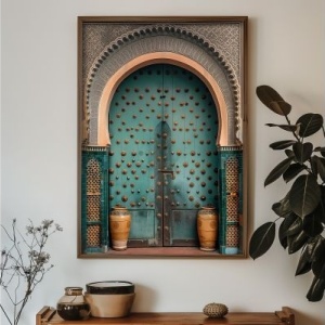 Tablou decorativ Re-Bloom, lemn masiv/MDF, multicolor, 35 x 47 x 3,5 cm