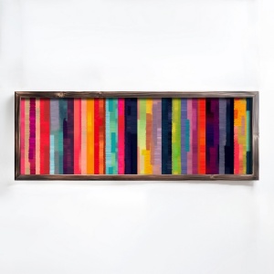 Tablou decorativ Re-Bloom, lemn masiv/MDF, multicolor, 40 x 120 x 3,5 cm
