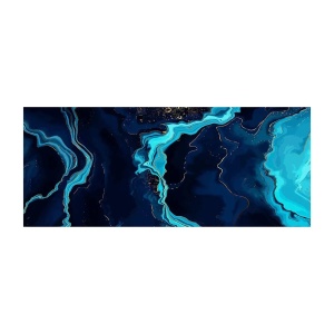Tablou decorativ Re-Bloom, lemn/panza, albastru, 50 x 120 cm