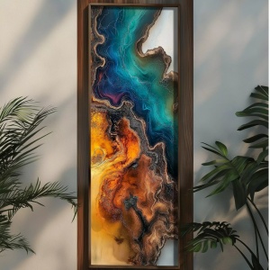 Tablou decorativ Re-Bloom, MDF/lemn masiv, multicolor, 40 x 120 x 3,5 cm - Img 2