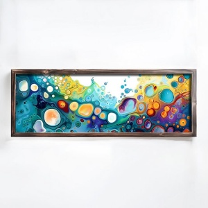 Tablou decorativ Re-Bloom, MDF/lemn masiv, multicolor, 40 x 120 x 3,5 cm - Img 1