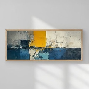 Tablou decorativ Re-Bloom, model abstract, MDF/lemn masiv, multicolor, 50 x 120 cm