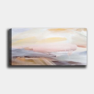 Tablou decorativ Re-Bloom, model abstract, panza/lemn, multicolor, 50 x 120 cm