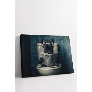 Tablou decorativ Re-Bloom, model caine care citeste, panza/lemn, multicolor, 50 x 70 cm