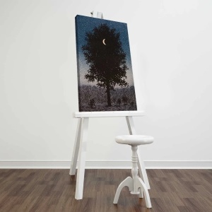 Tablou decorativ Re-Bloom, model copac, panza/lemn, negru/gri/albastru, 45 x 70 cm - Img 2