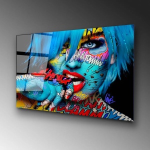 Tablou decorativ Re-Bloom, model femeie, sticla temperata, multicolor, 70 x 100 cm - Img 2