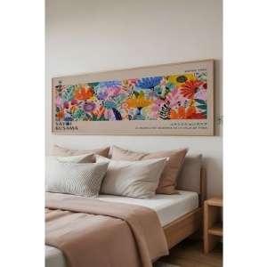 Tablou decorativ Re-Bloom, model floral, lemn masiv/MDF, multicolor, 33 x 70 cm - Img 4