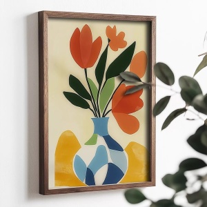 Tablou decorativ Re-Bloom, model floral, MDF/lemn masiv, multicolor, 35 x 47 x 2 cm - Img 2