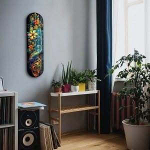 Tablou decorativ Re-Bloom, model floral, sticla securizata, multicolor, 20 x 80 cm - Img 2