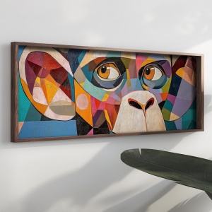 Tablou decorativ Re-Bloom, model maimuta, MDF/lemn masiv, multicolor, 40 x 120 x 3 cm, Resigilat, Grad B - Img 3